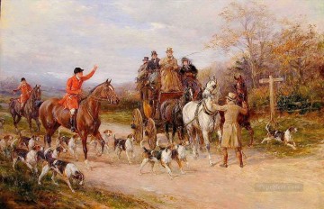 Classical Painting - A Narrow Miss at the Crossroads Heywood Hardy hunting